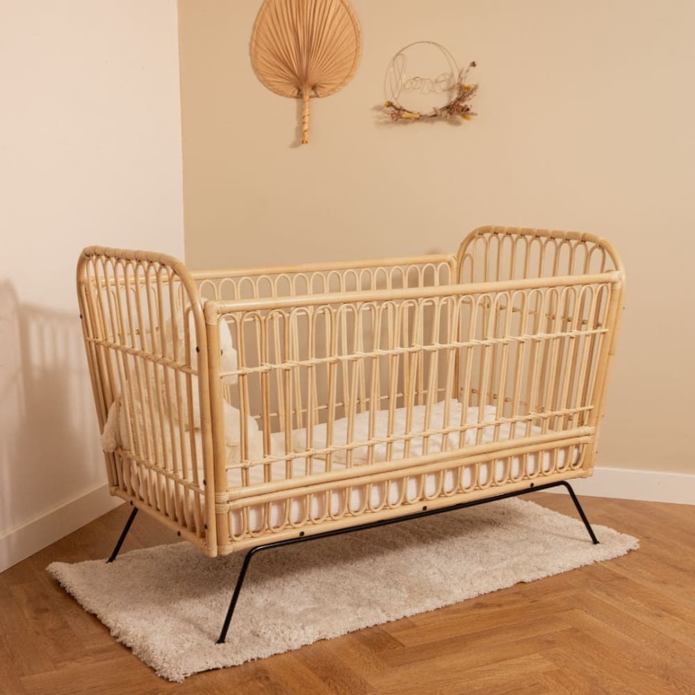 Lit bébé rotin noir 90 x 137 cm - image 3