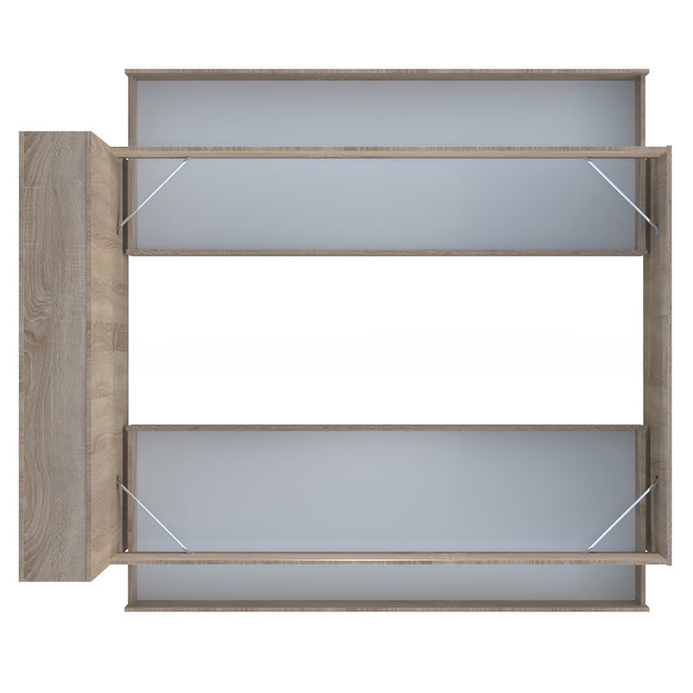 Lit avec tiroirs et rangements, - clair
