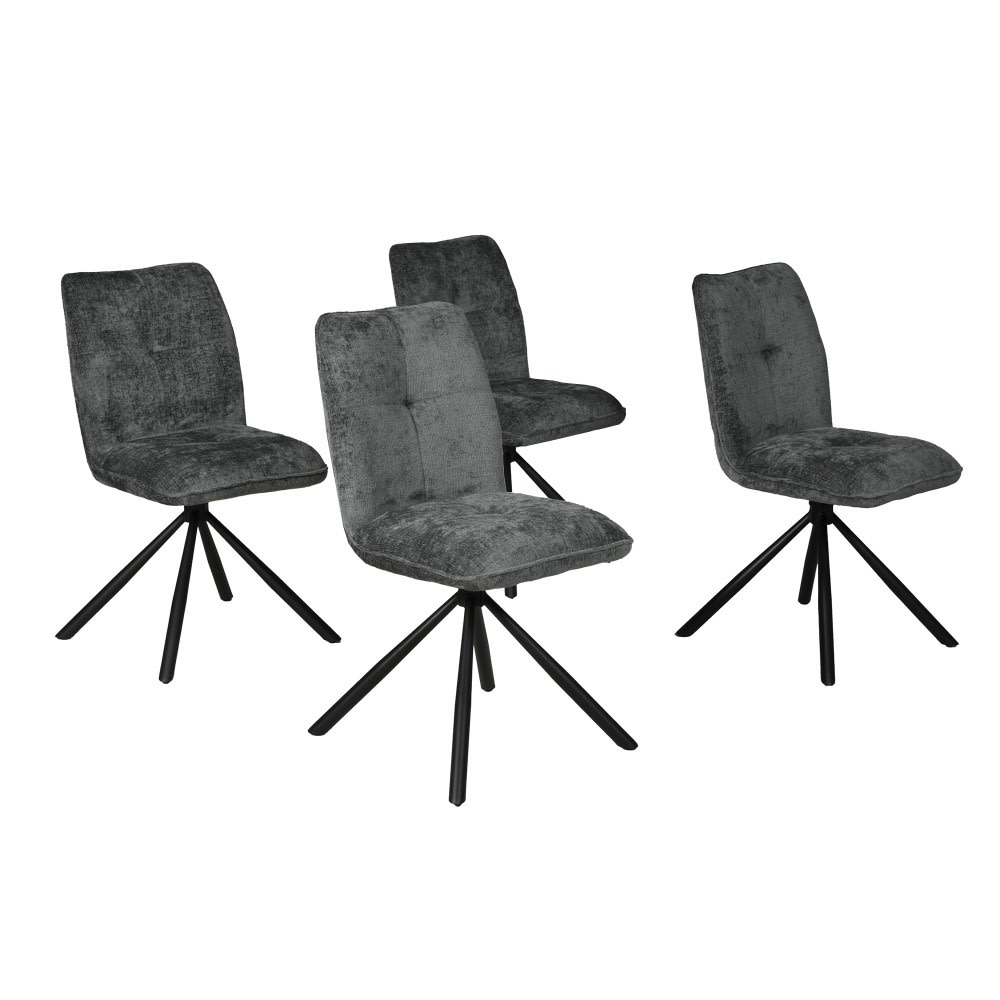 Lot de 4 chaises pivotantes à 360°, gris foncé