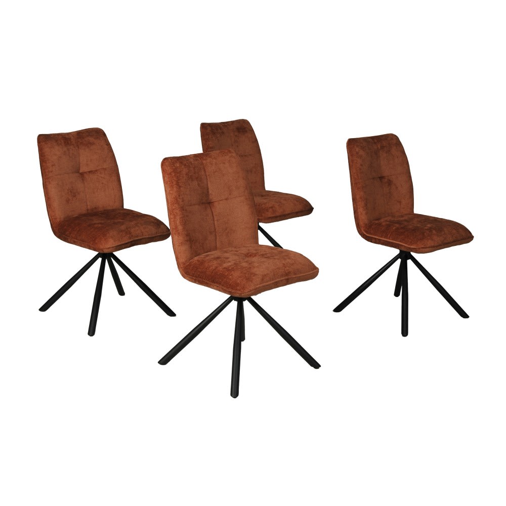 Lot de 4 chaises pivotantes à 360°, brun brique