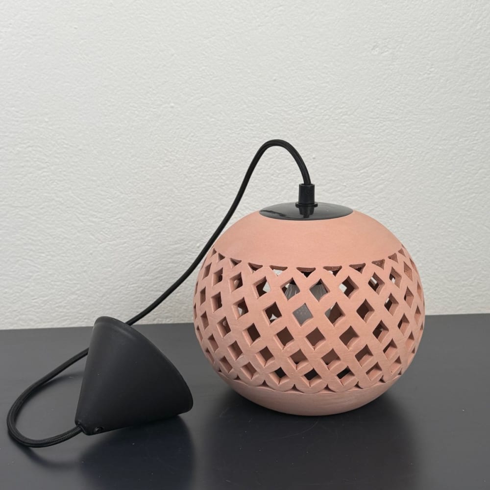 Suspension en terre cuite avec câble beige D.22cm - Maisons du Monde
