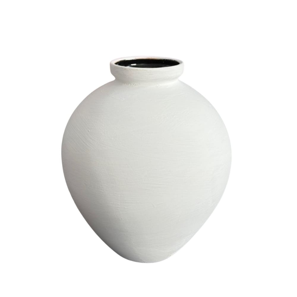 Vase artisanal en terre cuite intérieur émaillé blanc H.29cm