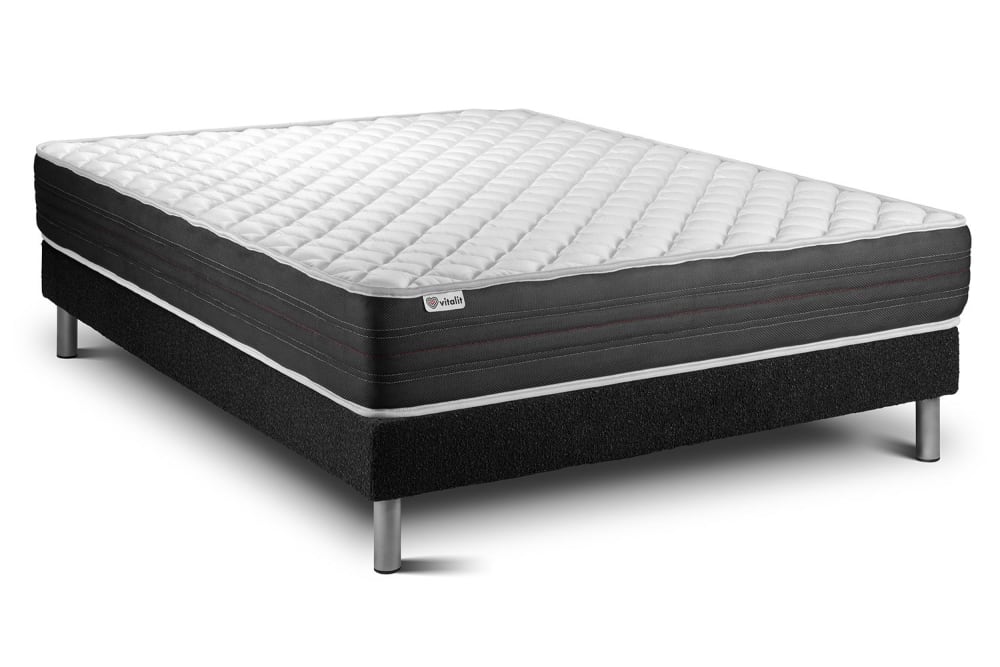 Ensemble 140x190 Matelas Mémoire de forme Sommier Noir