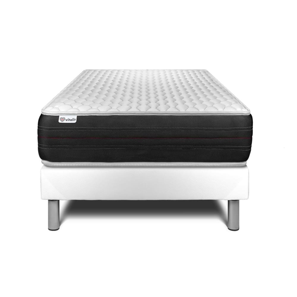 Ensemble 90x190 Matelas Ressorts ensachés Sommier Blanc