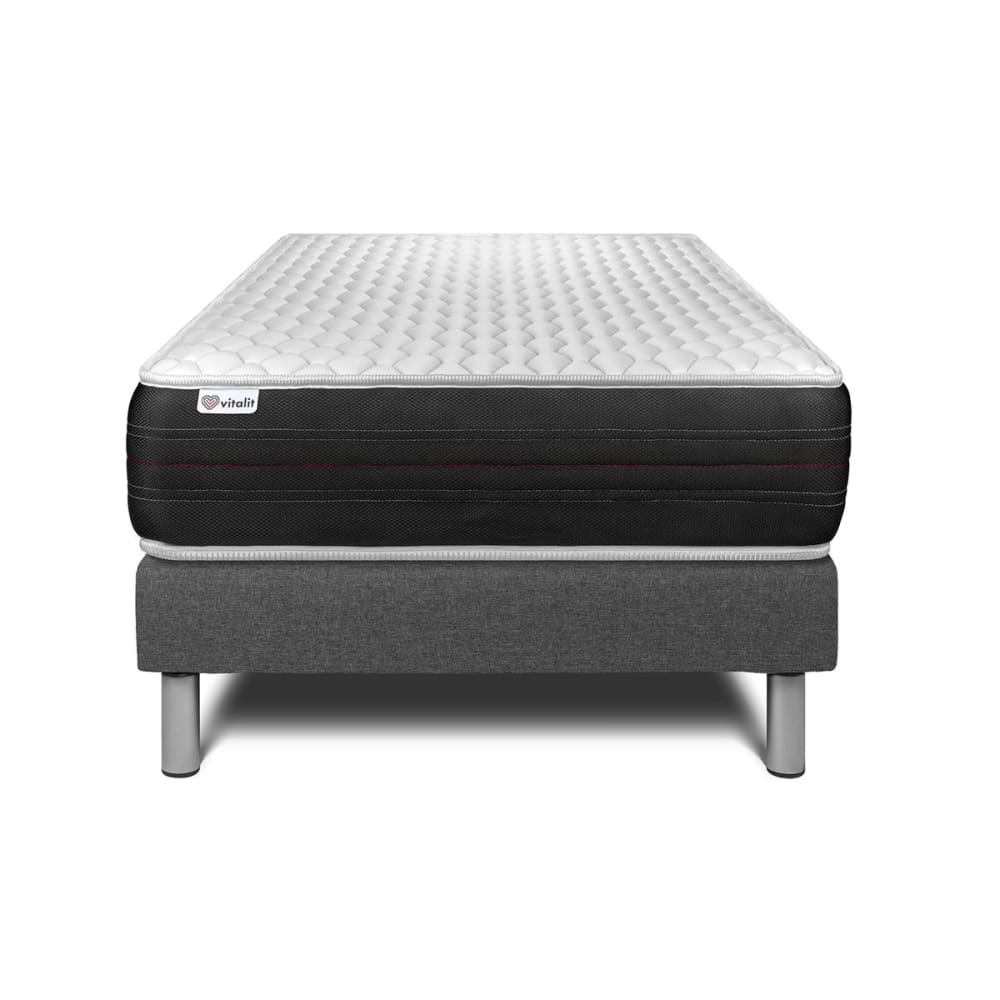 Ensemble 90x200 Matelas Ressorts ensachés Sommier Gris
