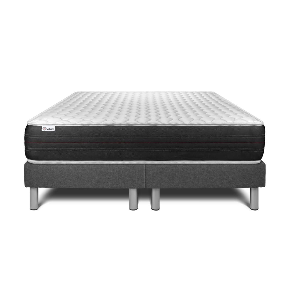 Ensemble 2x80x200 Matelas Ressorts ensachés Sommier Gris