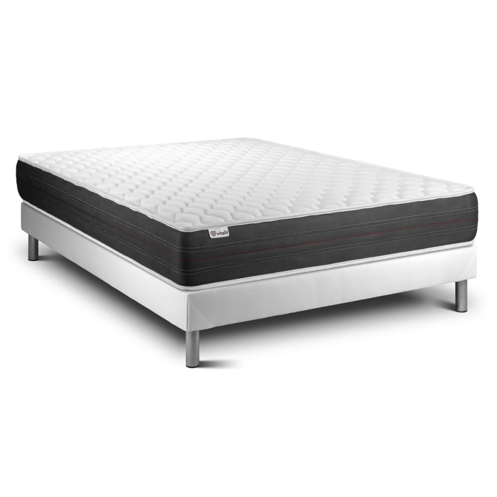 Ensemble 140x200 Matelas Ressorts ensachés Sommier Blanc