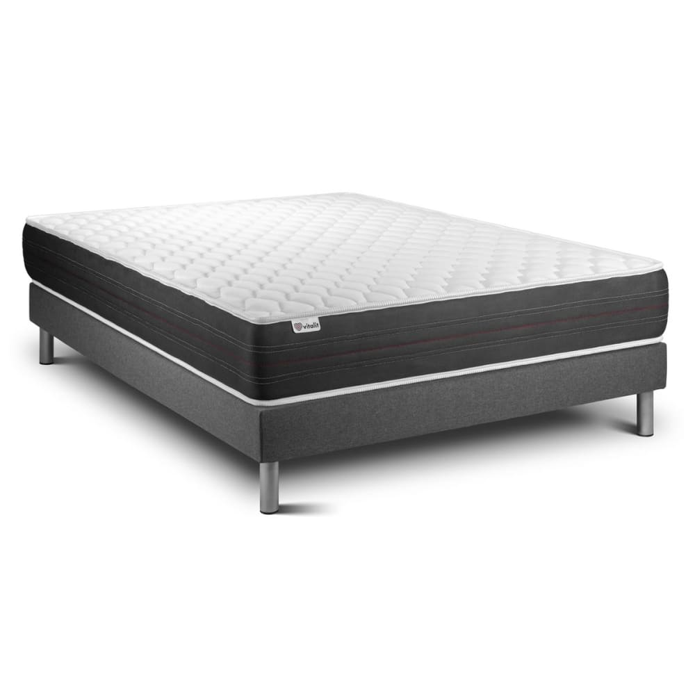 Ensemble 160x200 Matelas Ressorts ensachés Sommier Gris