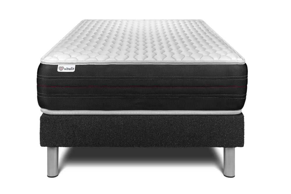 Ensemble 90x190 Matelas Ressorts ensachés Sommier Noir