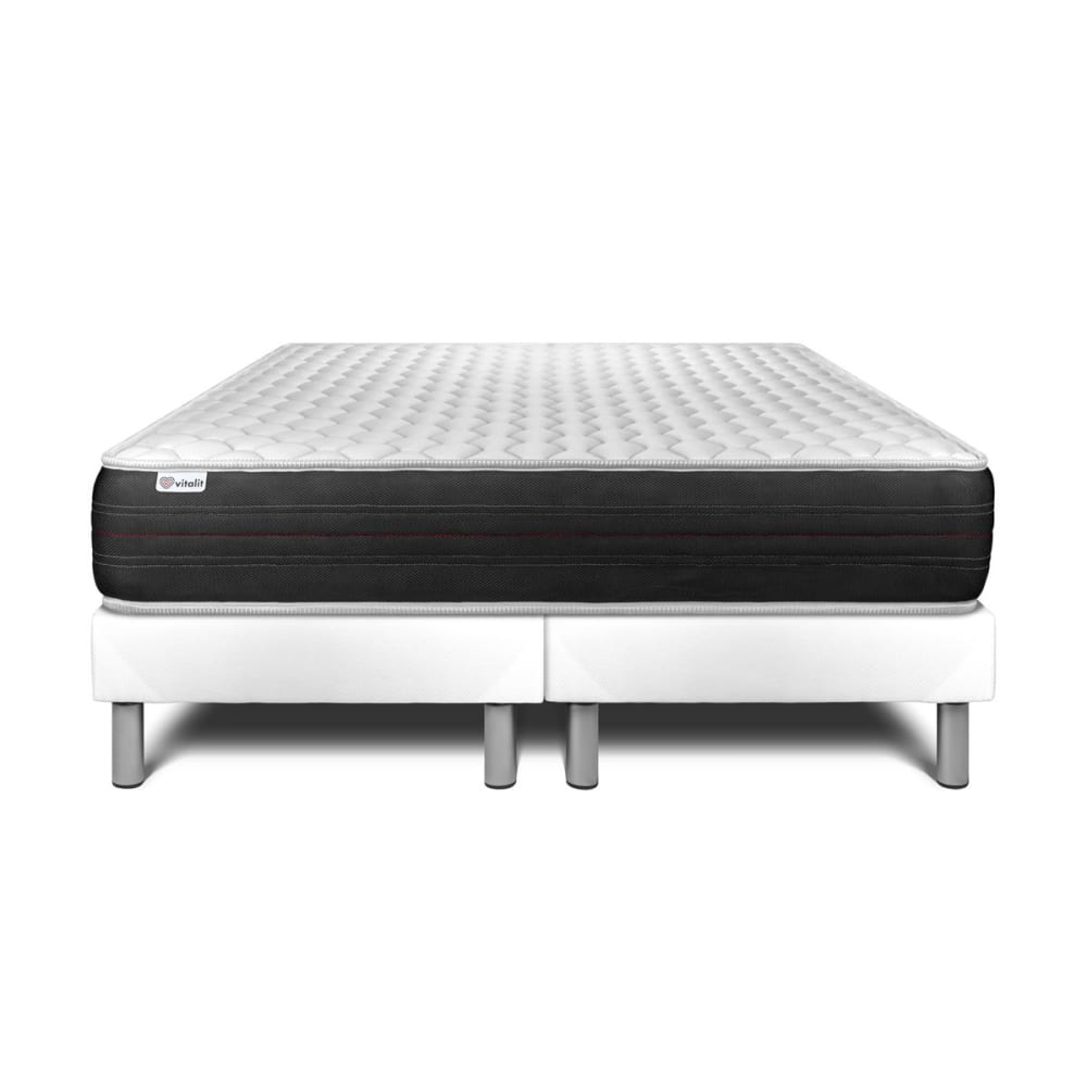 Ensemble 2x80x200 Matelas Ressorts ensachés Sommier Blanc
