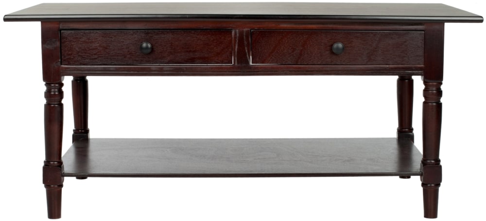 Table basse en bois de pin cerise foncée