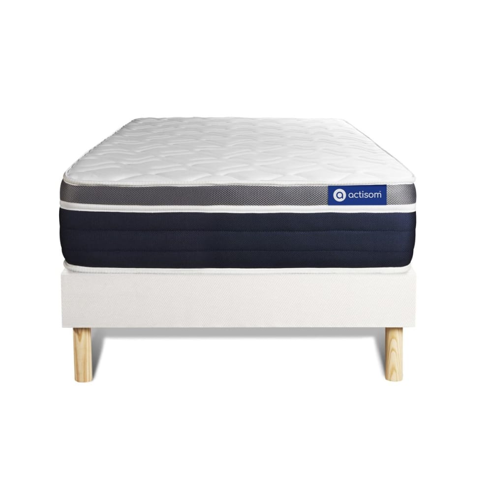 Ensemble 90x190 Matelas Hybride Sommier kit Blanc