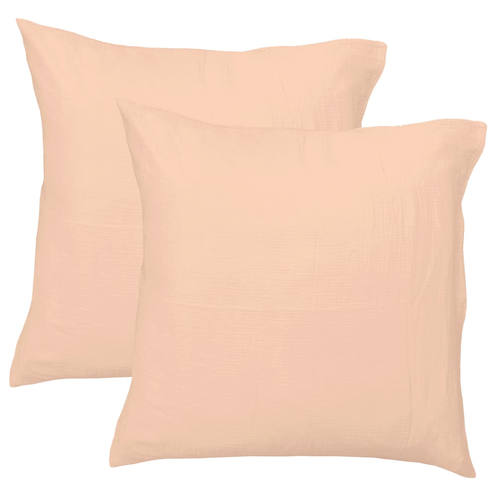 Set de 2 taies d'oreiller unies en coton Nude 65x65cm