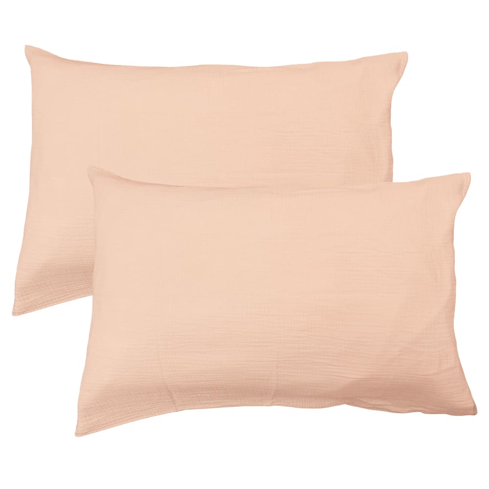 Set de 2 taies d'oreiller unies en coton Nude 50x70cm