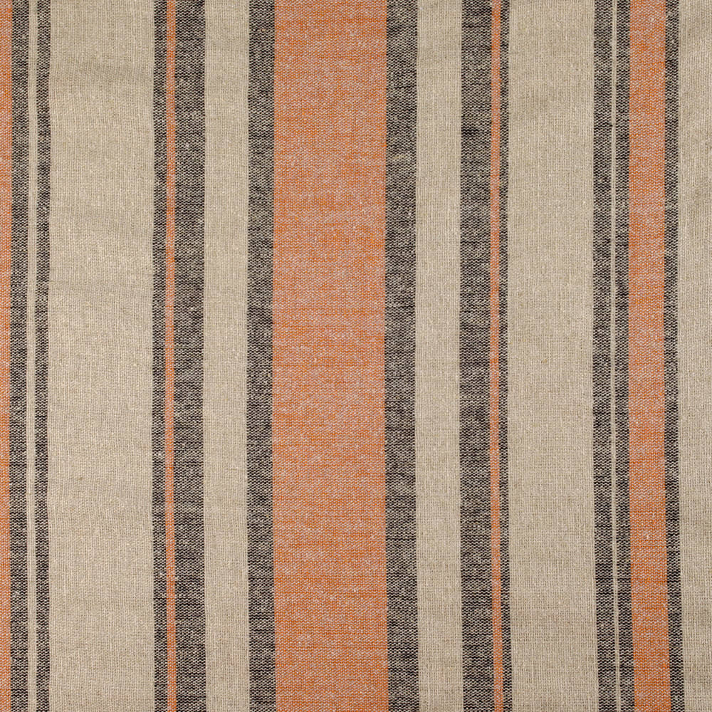 Rideau à oeillets lin rayé esprit méditerranéen polyester terracotta - Maisons du Monde