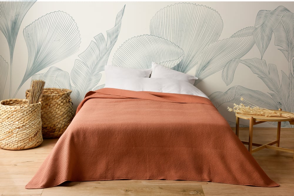 Jeté de lit uni 100% polyester terre cuite 230x250cm - Maisons du Monde