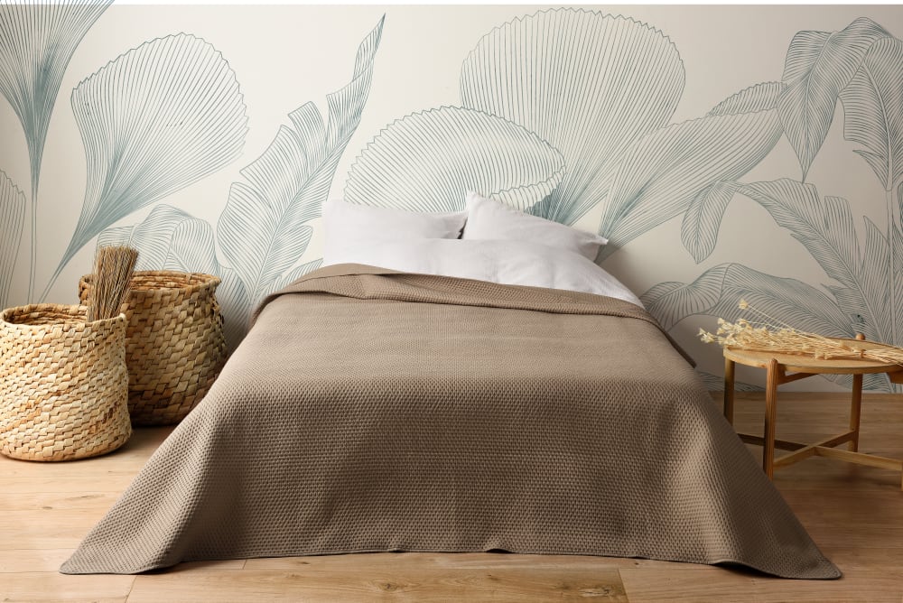 Jeté de lit uni 100% polyester taupe 230x250cm