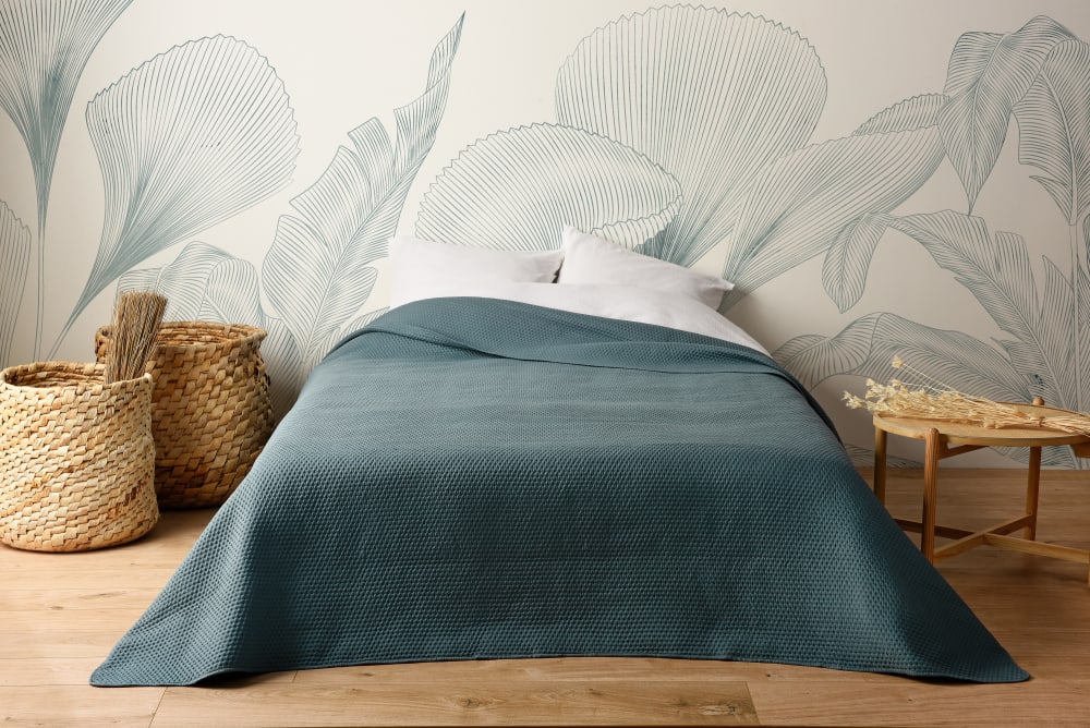 Jeté de lit uni 100% polyester bleu marine 250x260cm