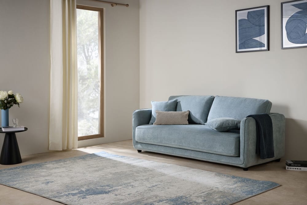 Tapis en laine gris/bleu 125 x 180 cm — vue 3