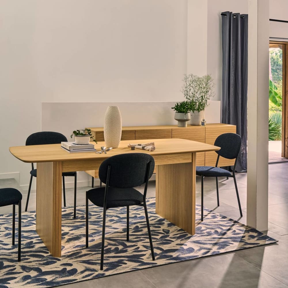 Tapis en laine motif plantin ecru/bleu 200 x 300 cm — vue 3