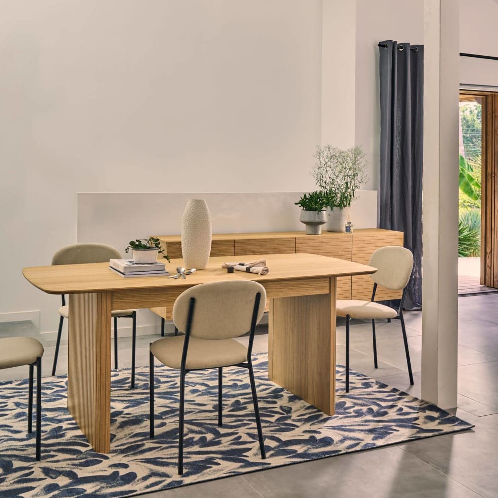 Tapis en laine motif plantin ecru/bleu 200 x 300 cm — vue 4