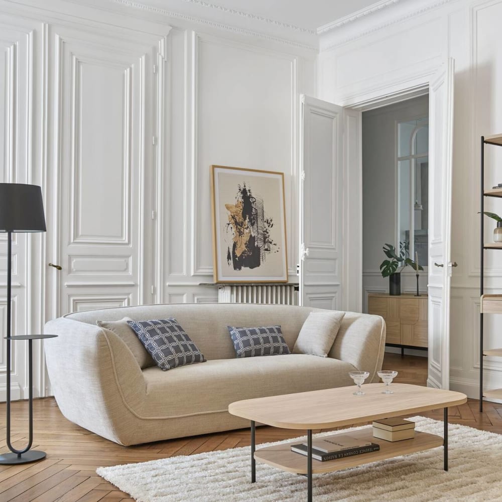 Tapis en laine et en décolan beige 160 x 230 cm