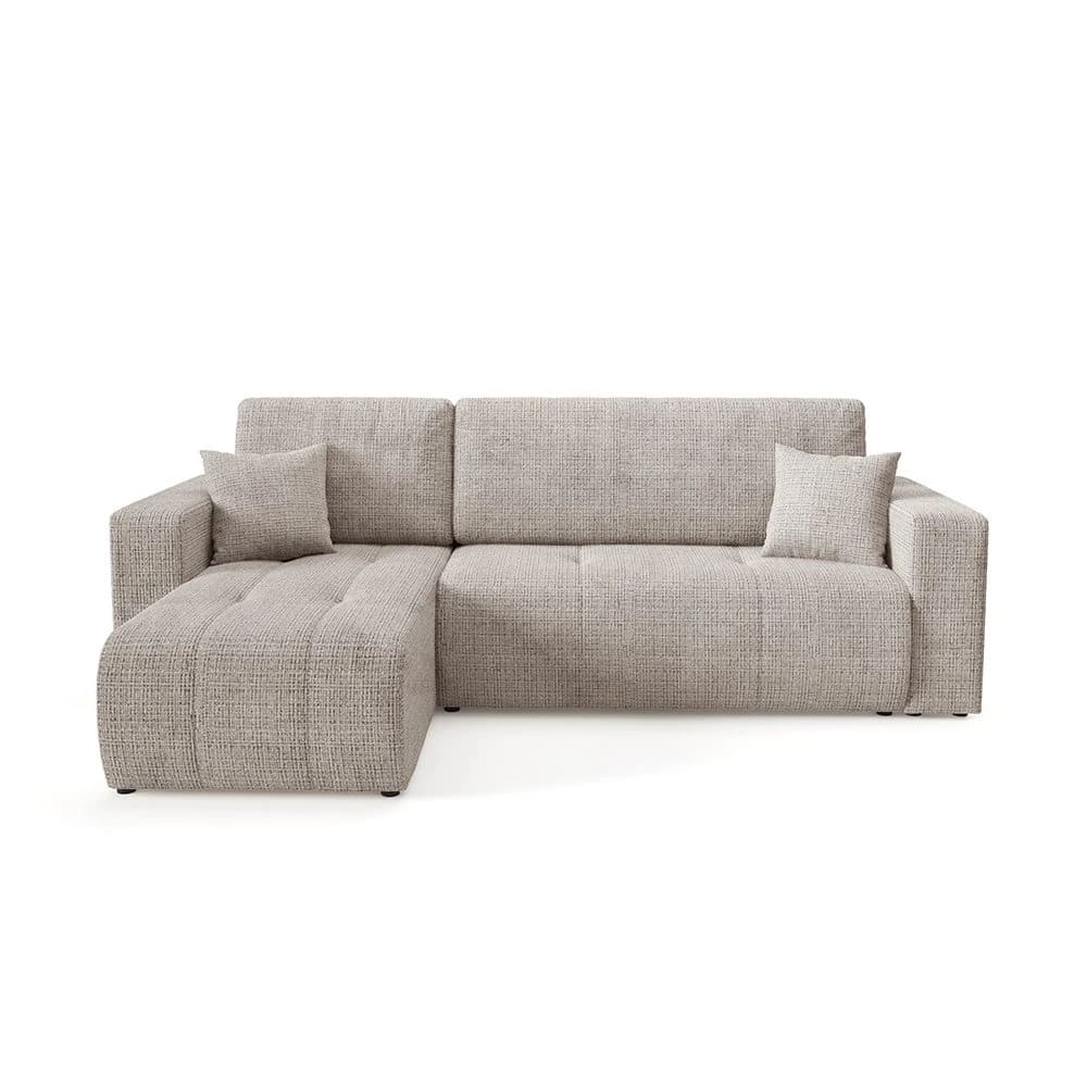 Canapé d'angle gauche 3 places en tissu texturé taupe