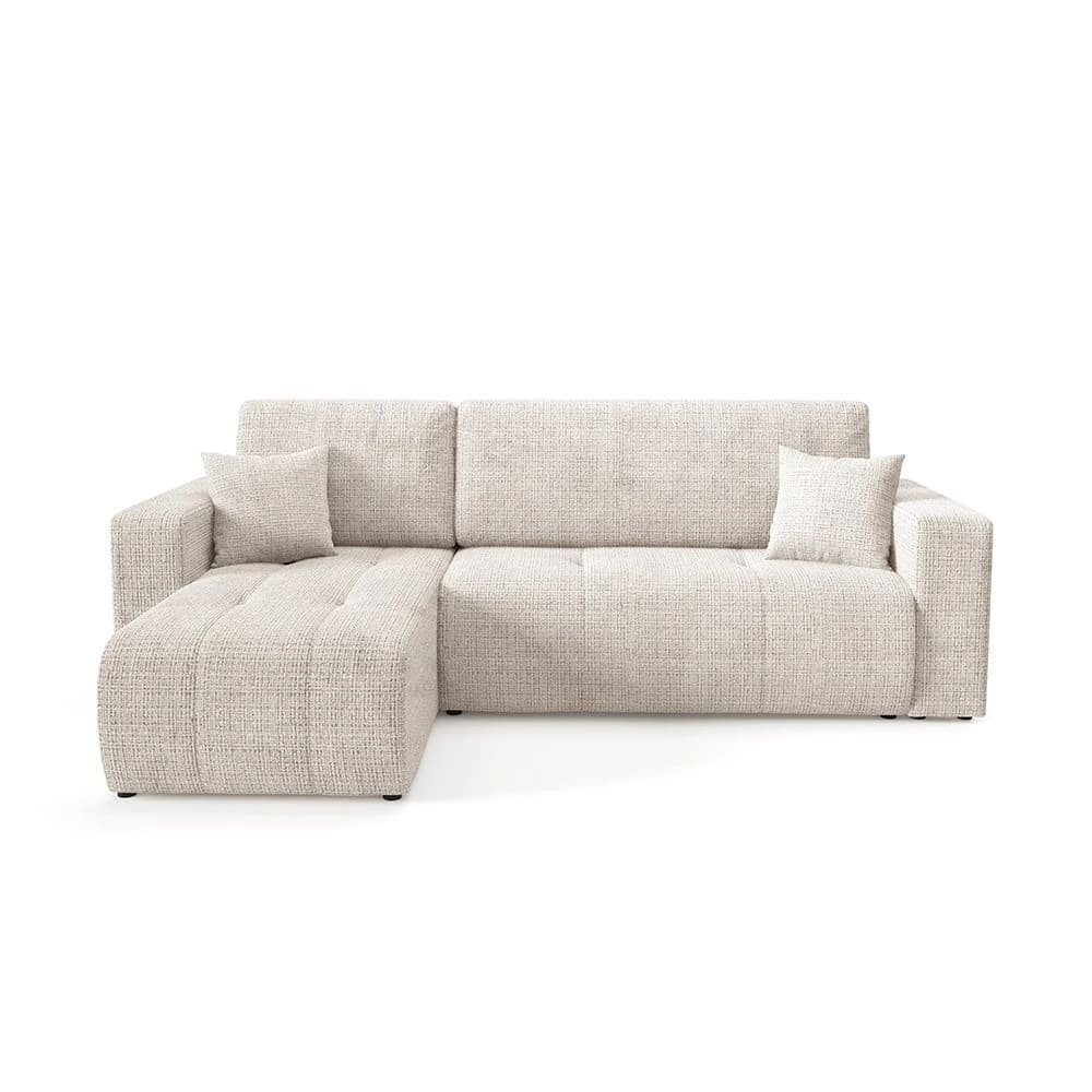 Canapé d'angle gauche 3 places en tissu texturé beige