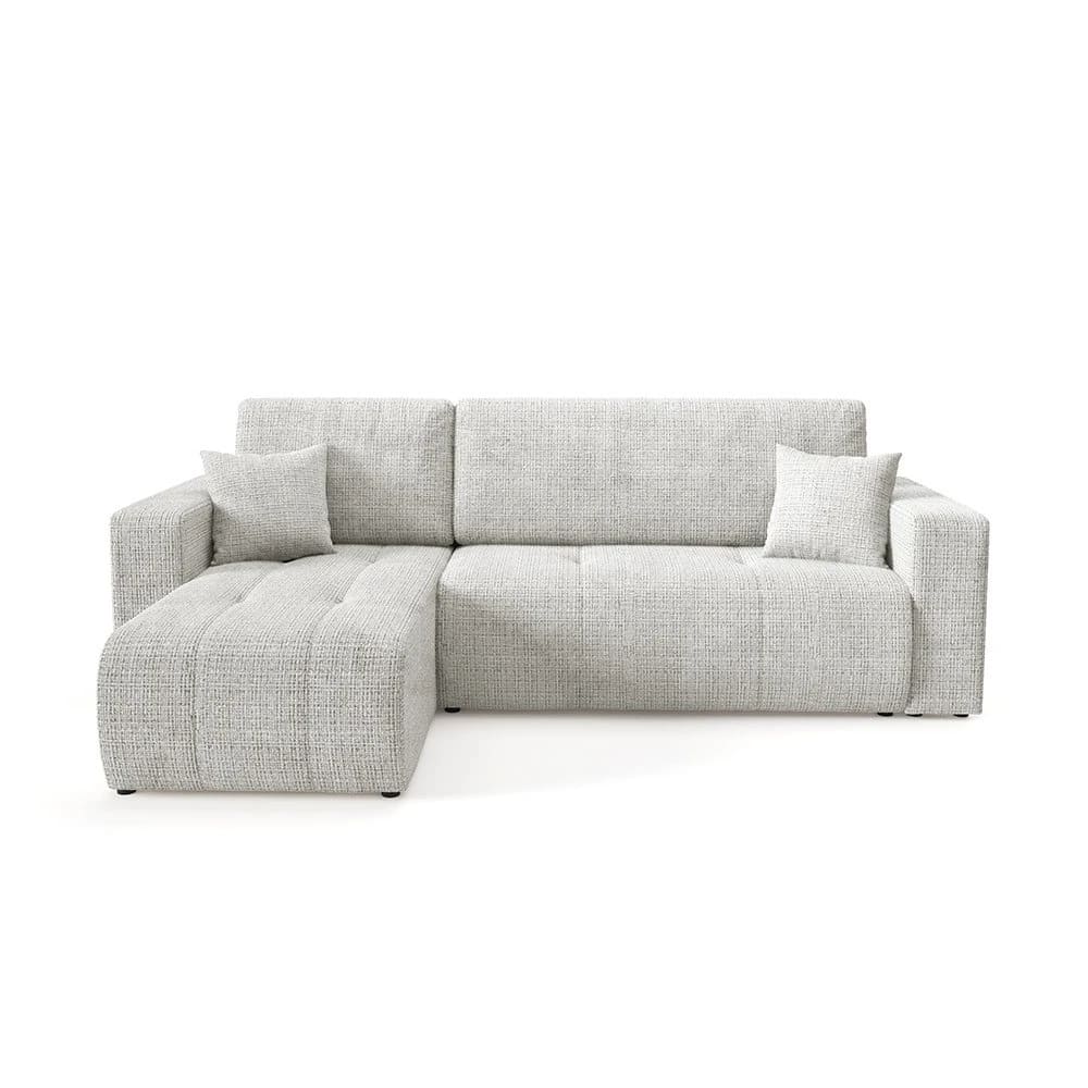 Canapé d'angle gauche 3 places en tissu texturé gris