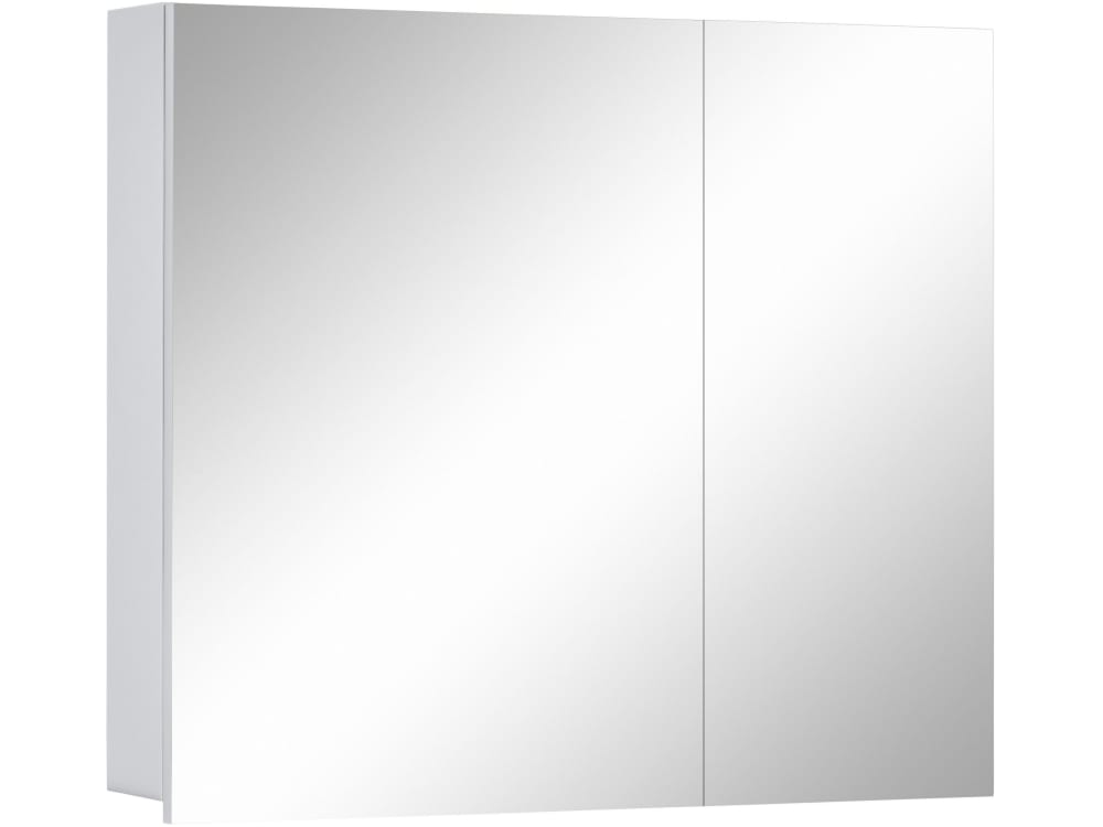 Armoire murale de salle de bain avec miroir effet bois blanc
