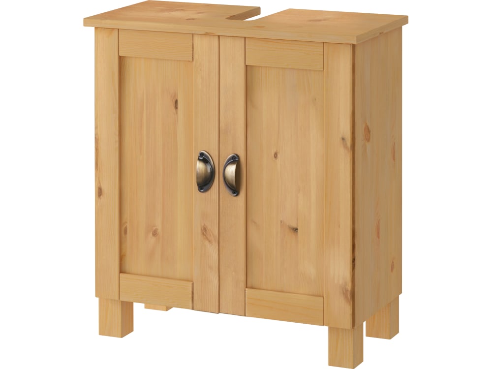 Meuble sous lavabo avec 2 portes en pin