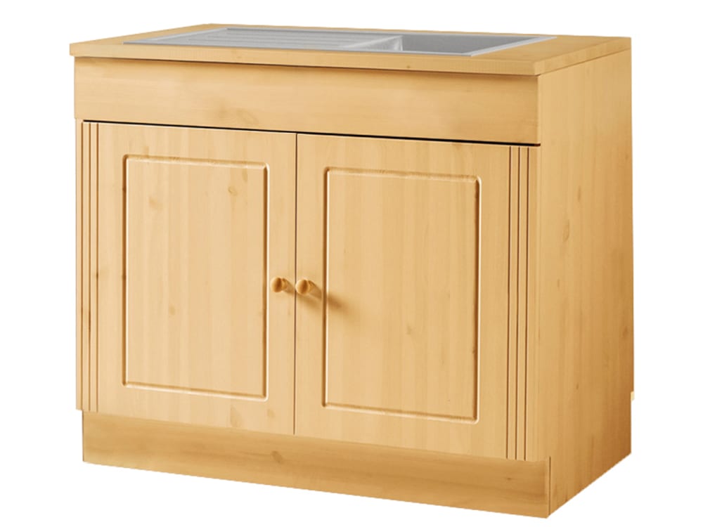 Meuble sous lavabo avec 2 portes en pin