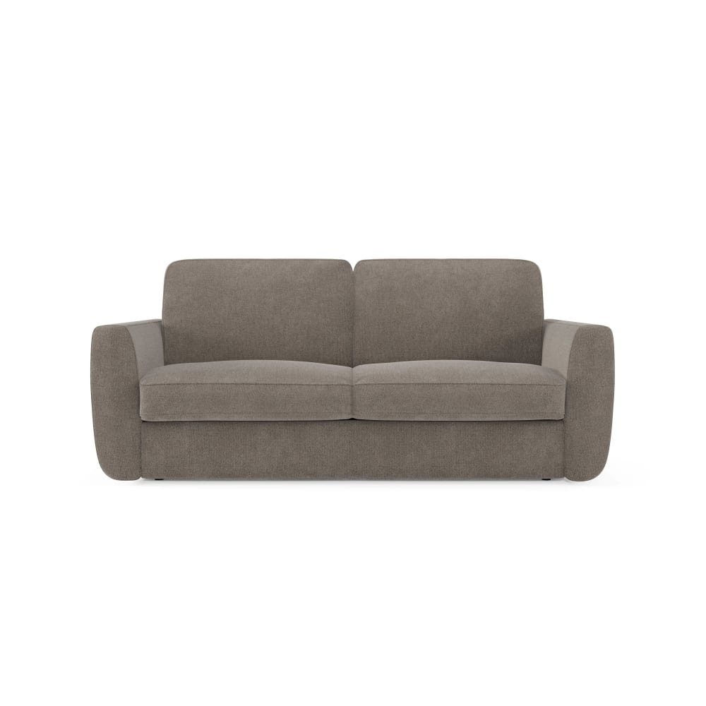 Canapé convertible déhoussable et matelas H18 cm 202 cm taupe