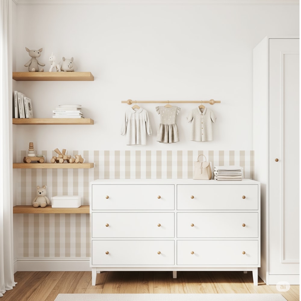 Vinylboiserie-Sticker Vichy ecru 50x100cm (2er-Set) - Maisons Du