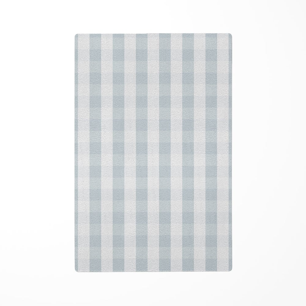 Tapis de jeu enfant  vichy bleu gris 85x130cm