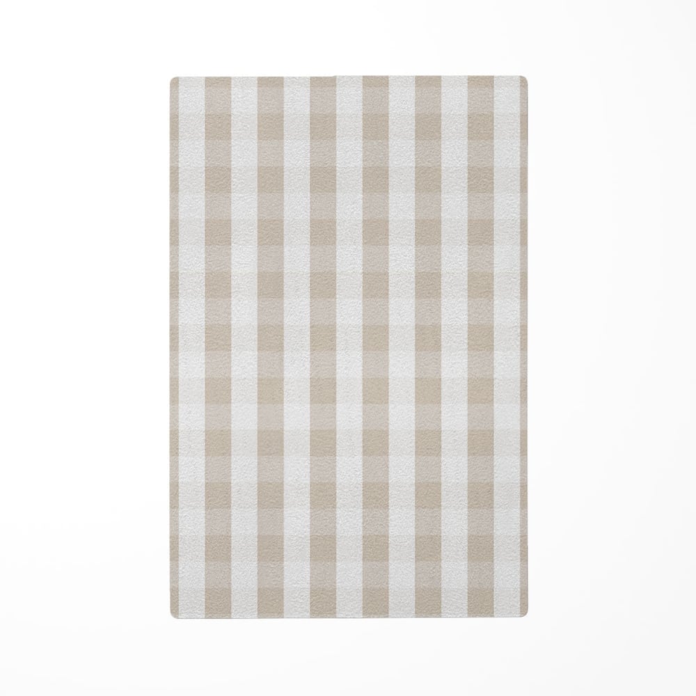 Tapis de jeu enfant vichy beige 85x130cm