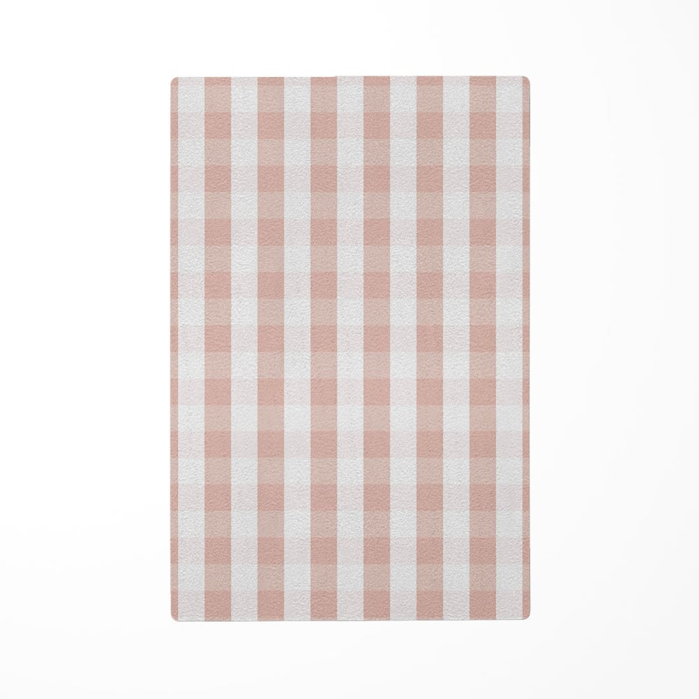 Tapis de jeu enfant vichy rose poussière 85x130cm