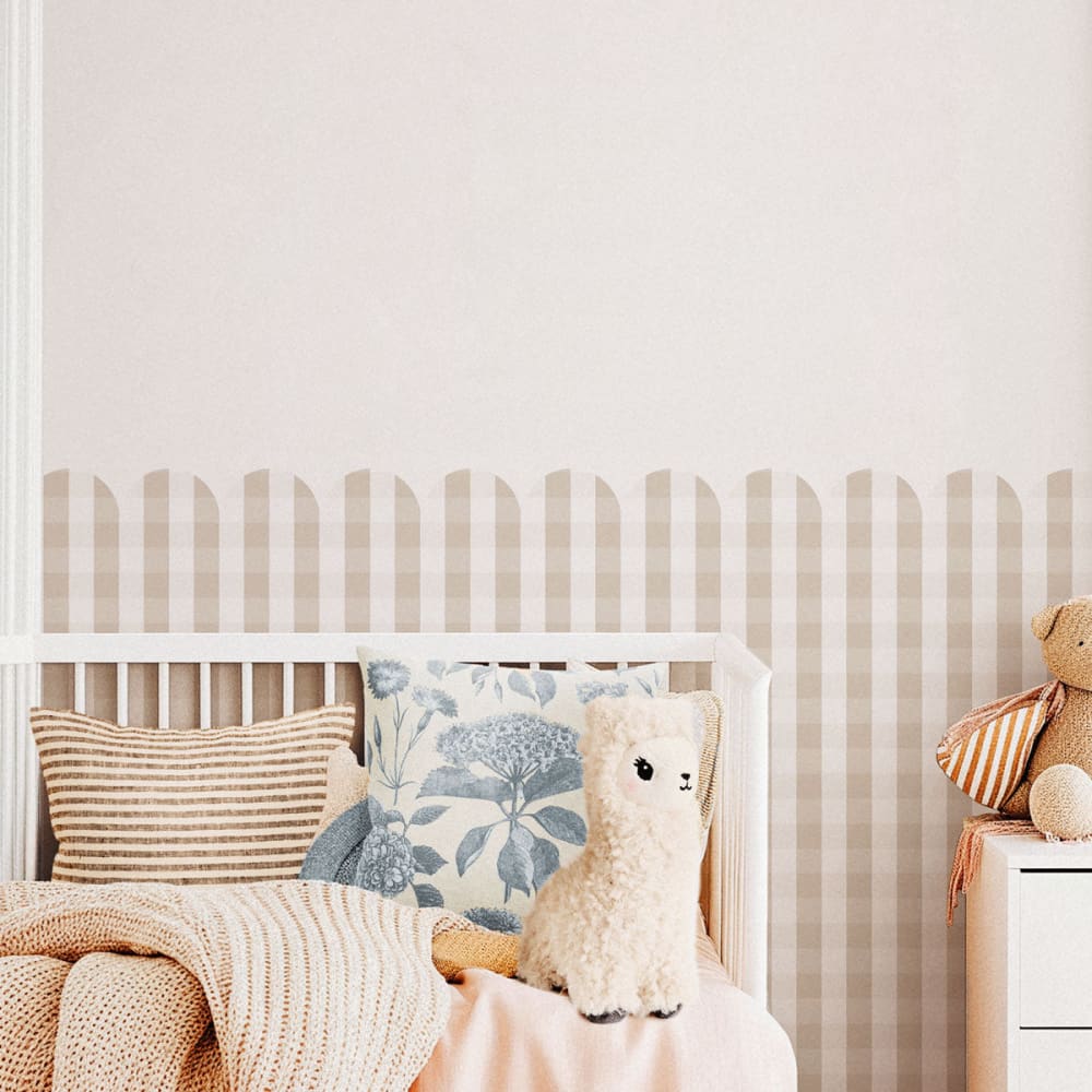 Vinylboiserie-Sticker Scallop Vichy ecru 50x100cm (2er-Set) -