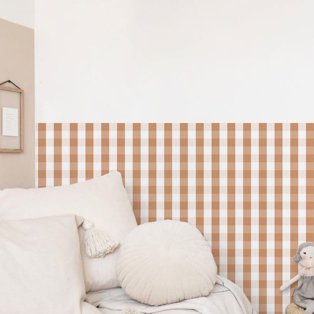 Vinylboiserie-Sticker Vichy braun 50x100cm (2er-Set) - Maisons Du