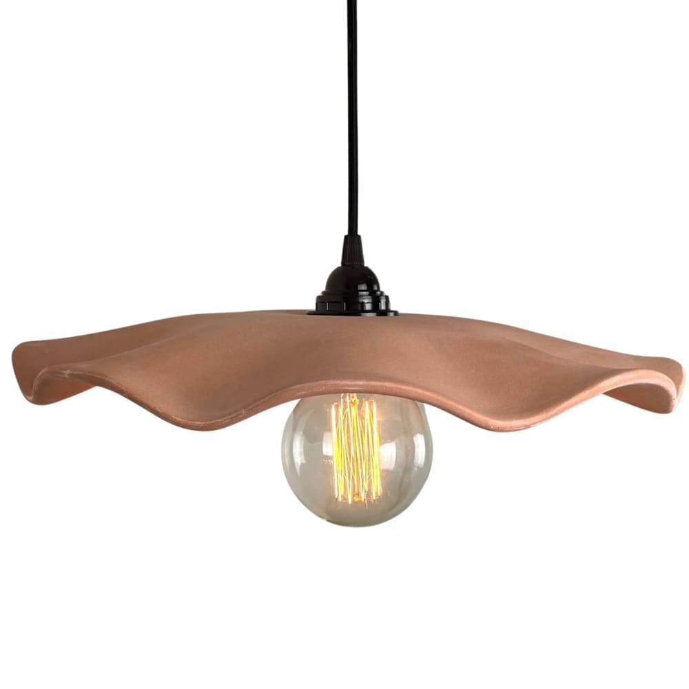Suspension en terre cuite ondulée avec câble beige D.40cm