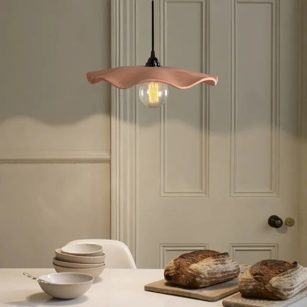 Suspension en terre cuite ondulée avec câble beige D.40cm - Maisons du Monde