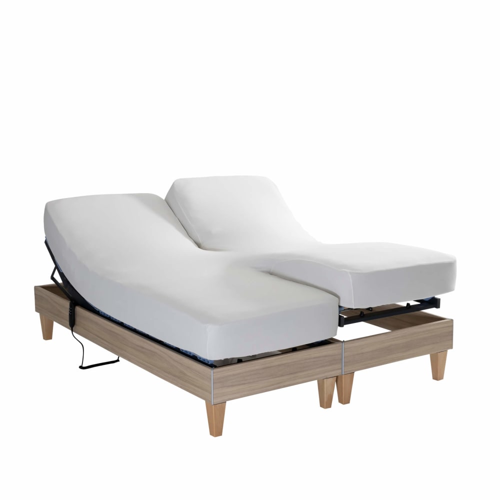 Drap housse jersey tpr pour sommier articulé blanc 2x90x200