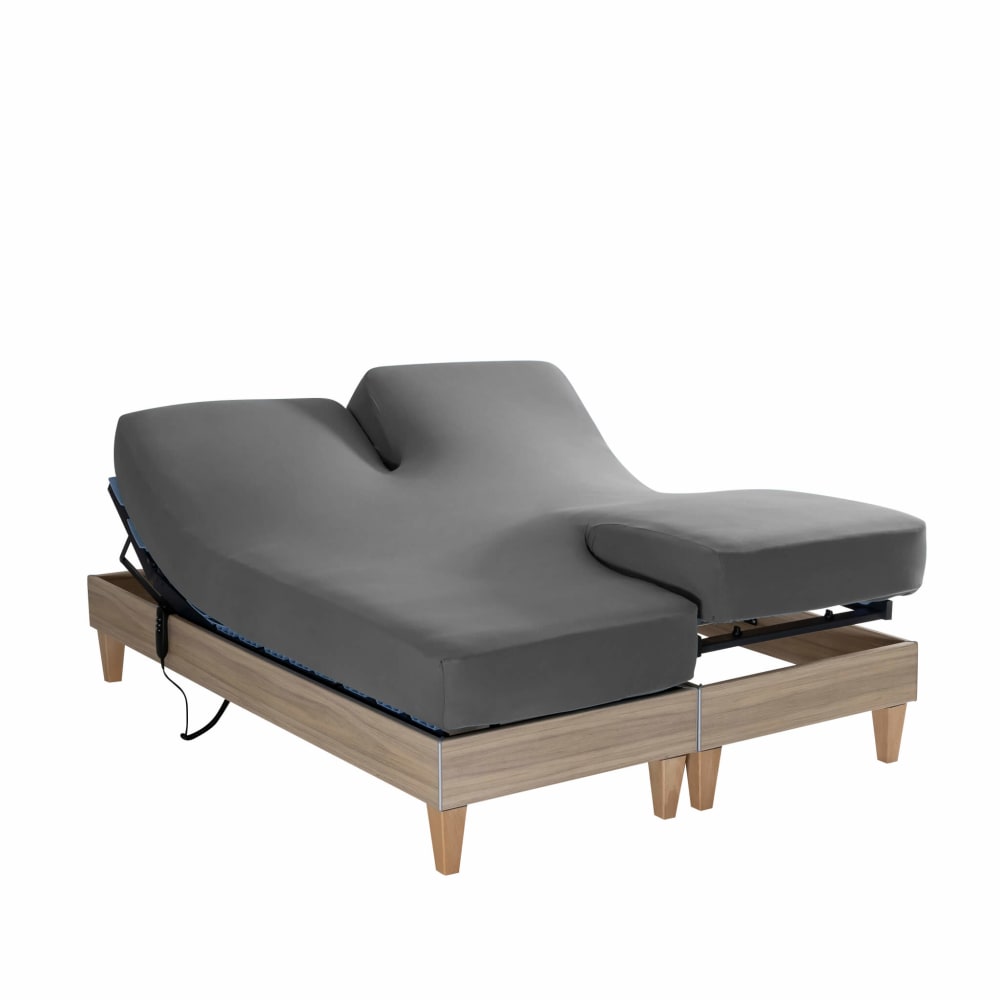Drap housse jersey tpr pour sommier articulé anthracite 2x80x200