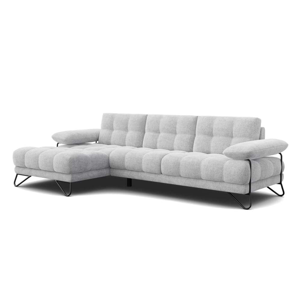 Canapé d'angle gauche 4 places, tissu blanc