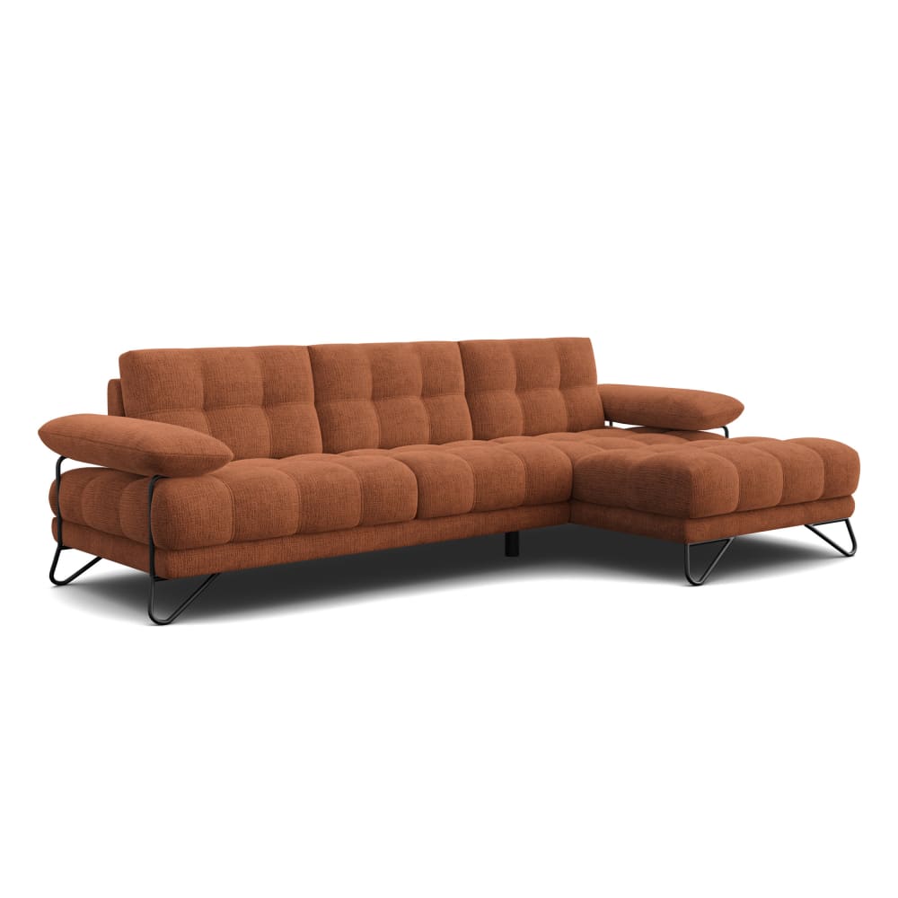 Canapé d'angle droit 4 places, tissu orange