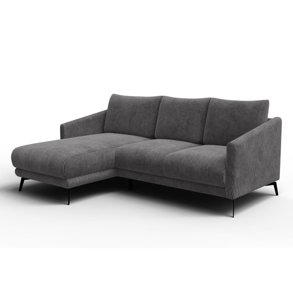 Canapé d'angle gauche 3 places, tissu gris foncé