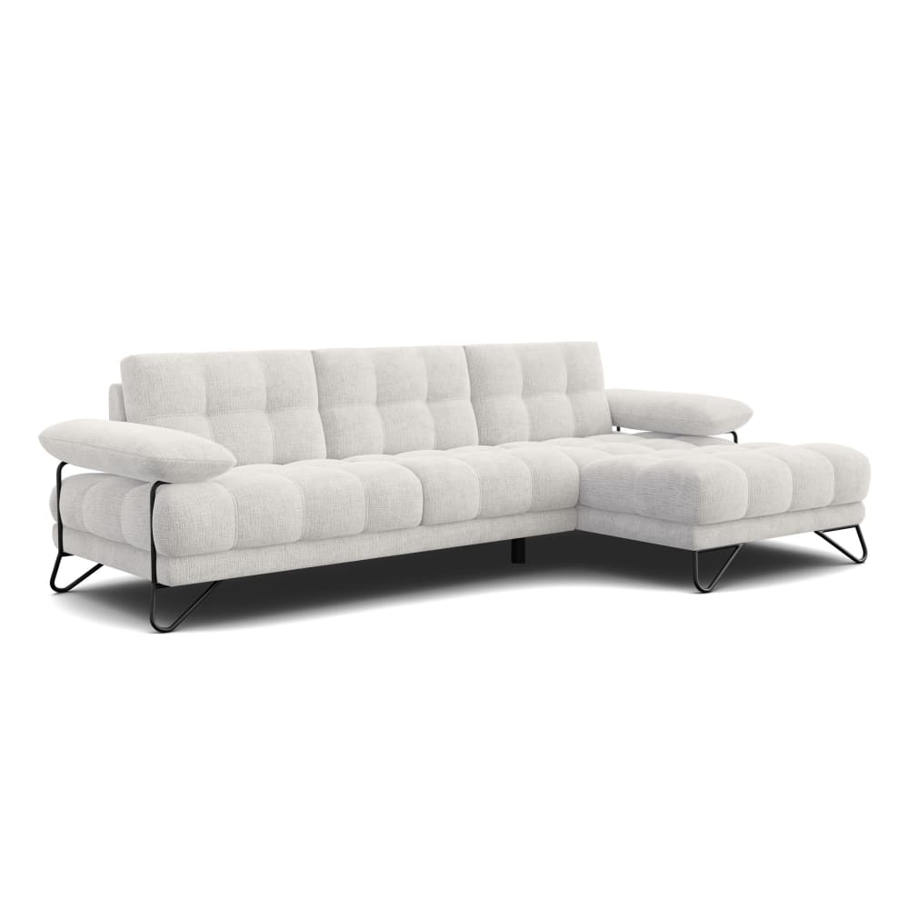 Canapé d'angle droit 4 places, tissu crème