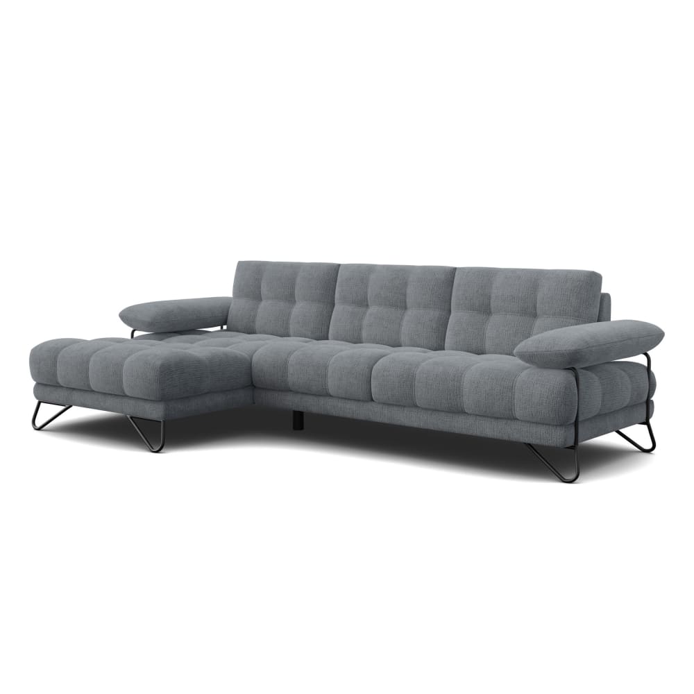 Canapé d'angle gauche 4 places, tissu gris foncé