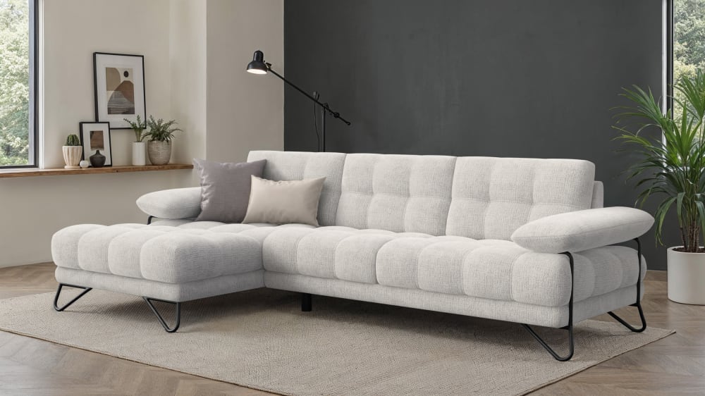 Ecksofa 4-Sitzer links, creme - Maisons Du Monde