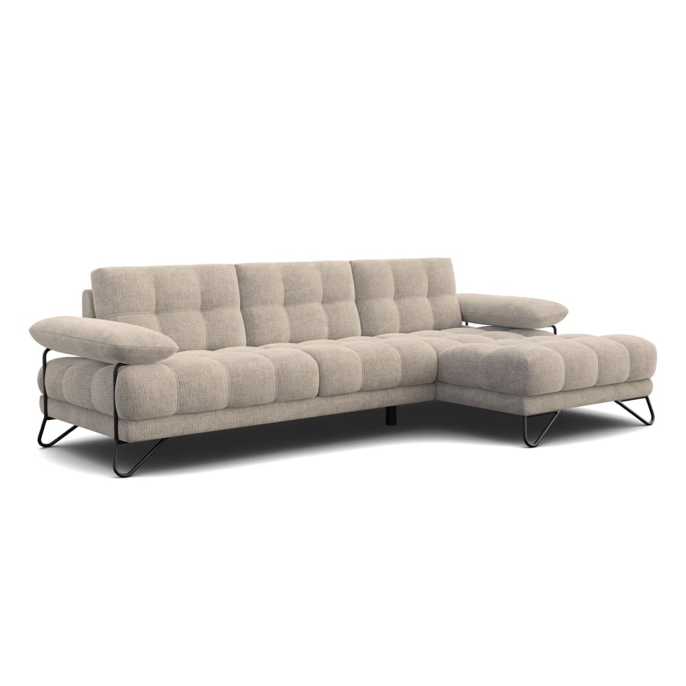 Canapé d'angle droit 4 places, tissu beige